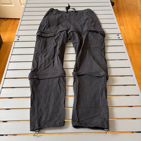 Athleta Hiking Convertible Pants Womens 10 Black Straight Leg Belted Outdoor - Picture 2 of 7